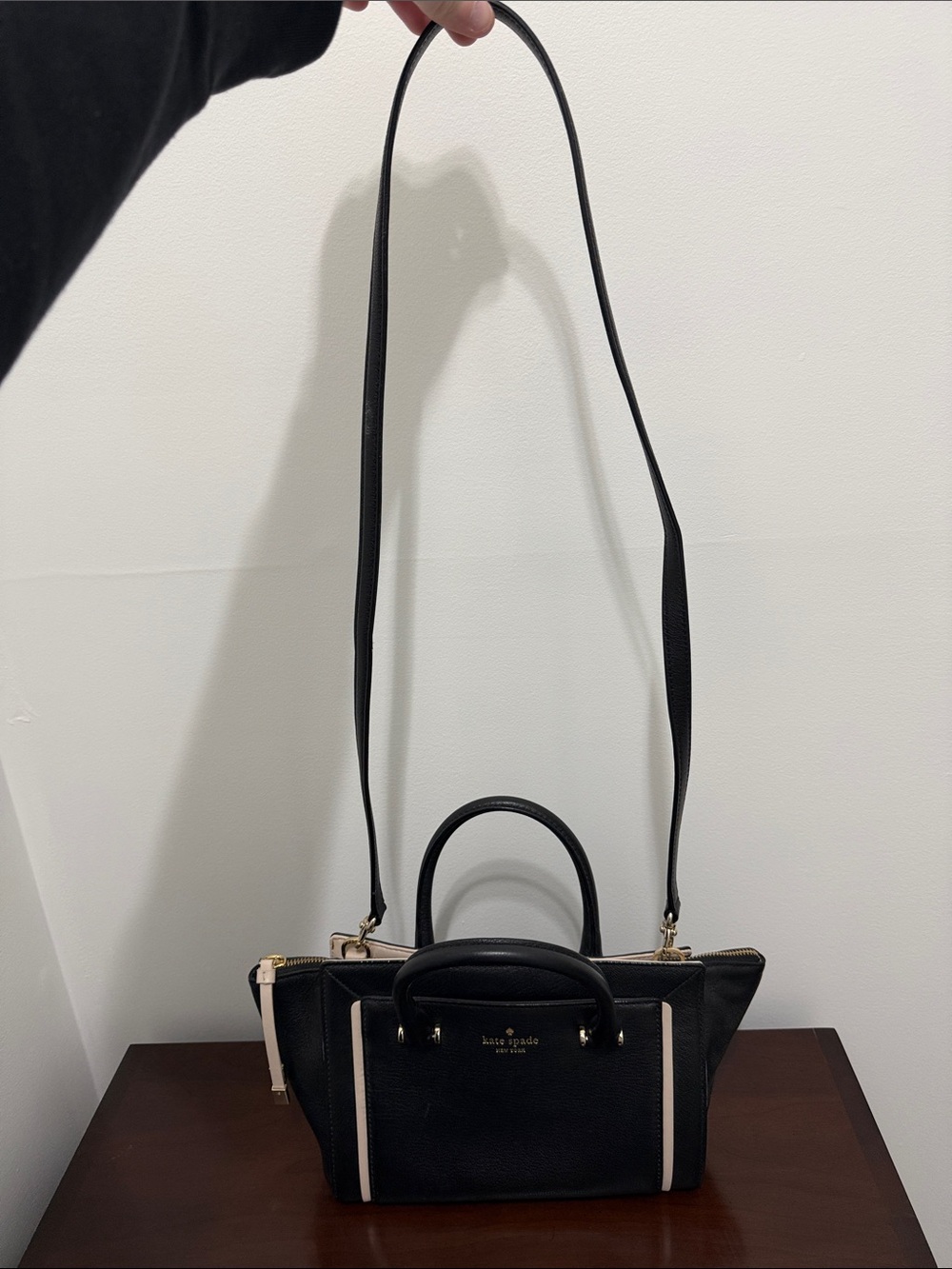 kate spade Black Satchel with Cream Trim and Gold Hardware - Picture 3 of 7